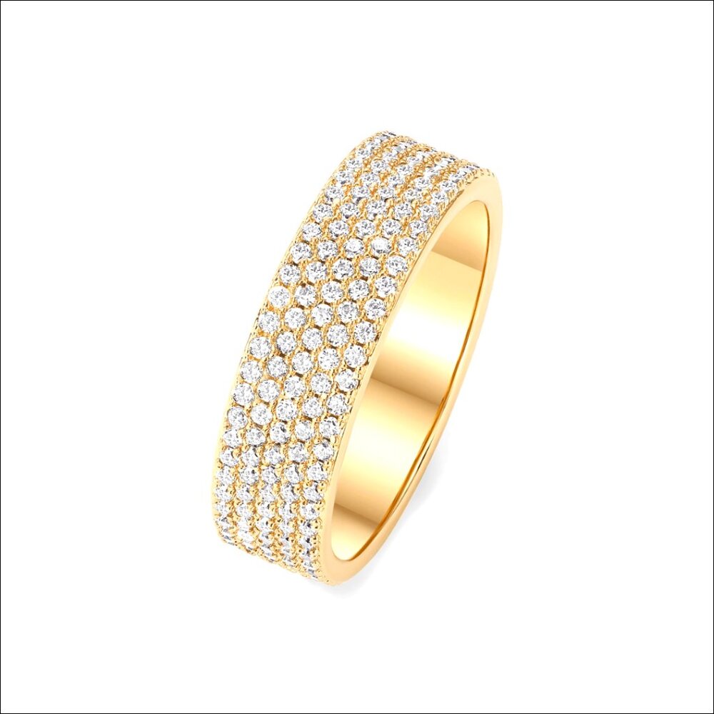 14K Gold Plated Cubic Zirconia Eternity Statement Ring Stackable Wedding Band